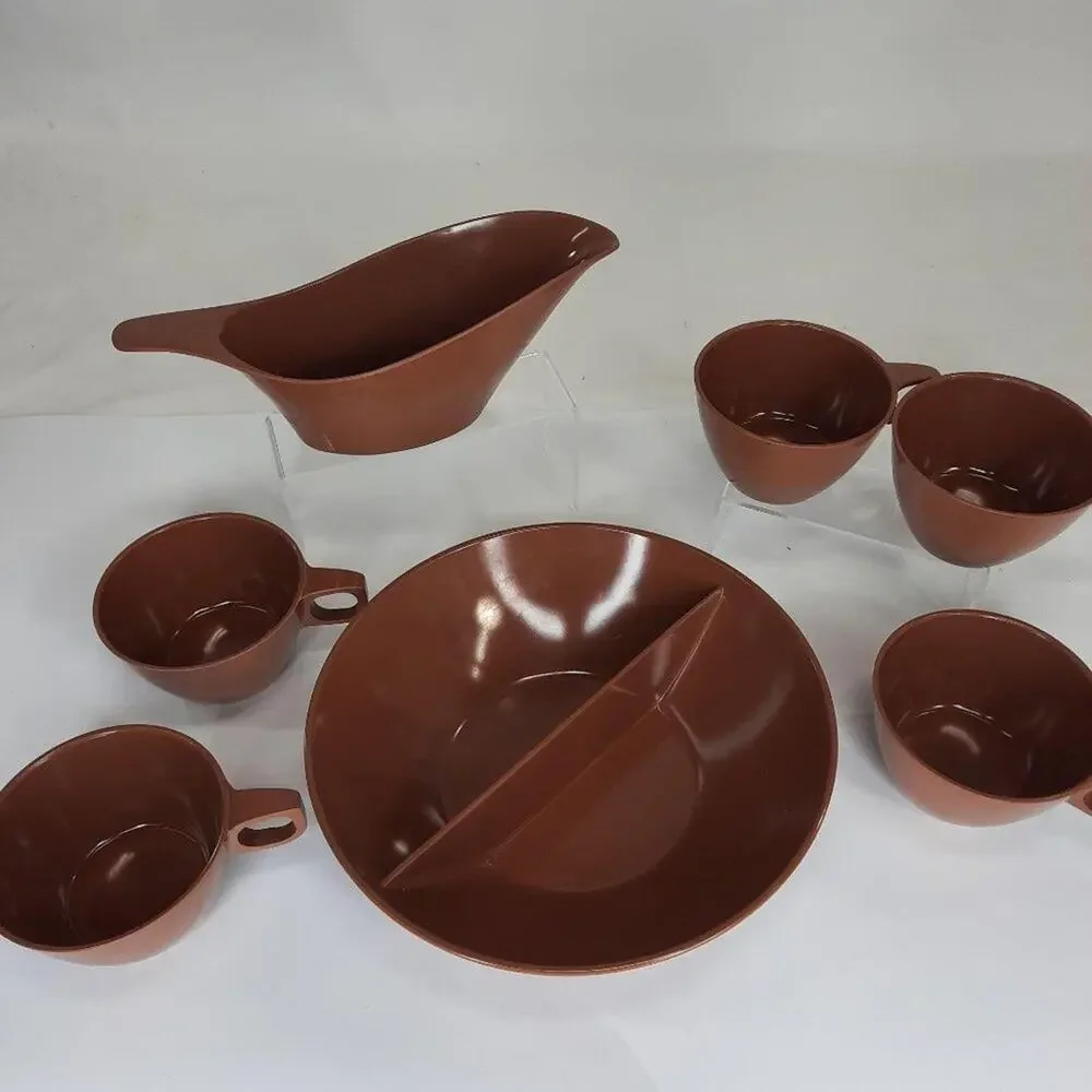 Melmac 7 Melmac Melamine Mid-Century‎ Pieces Brown 1950's